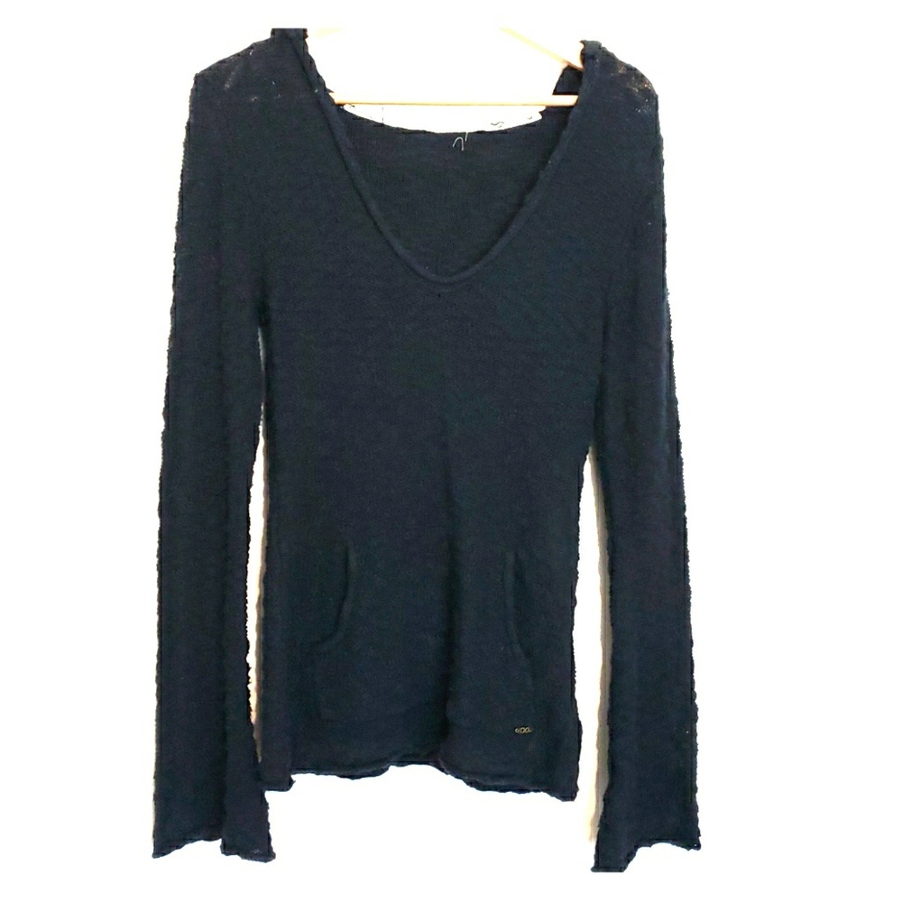 Roxy v-neck knit sweater with hoodie
